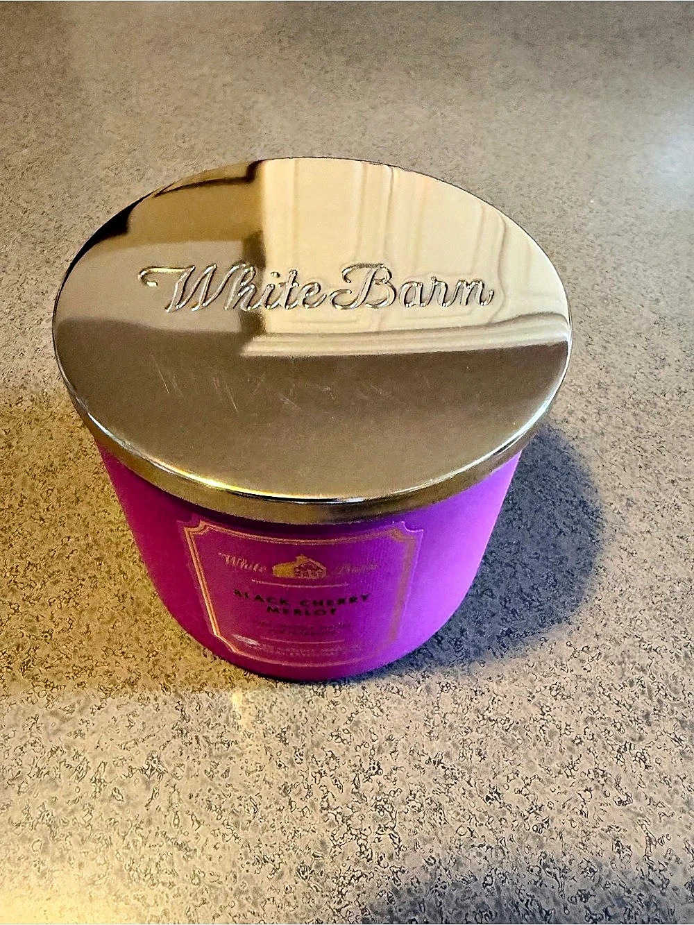 White Barn Black Cherry Merlot 3-Wick Candle Pink & Purple